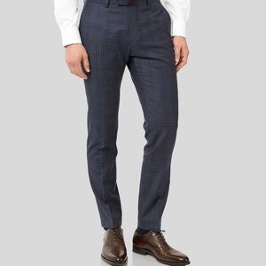Charles tyrwhitt Italian Luxury Twill Check Suit Pants-blue-34 slim NWT